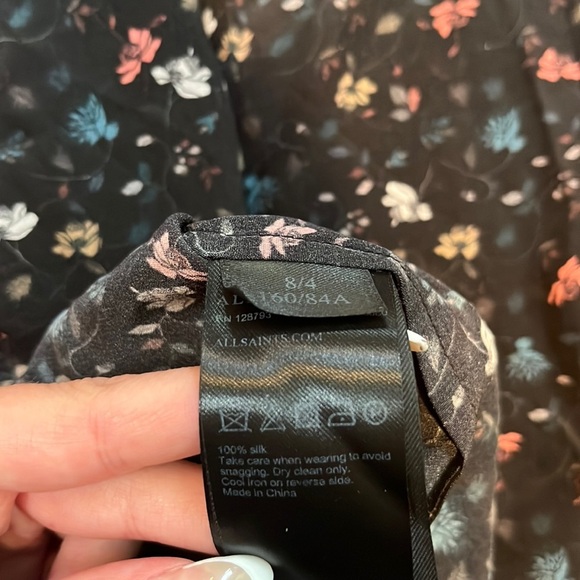 All Saints Woman’s Black Floral Silk Dress Size US 4 - Picture 5 of 5